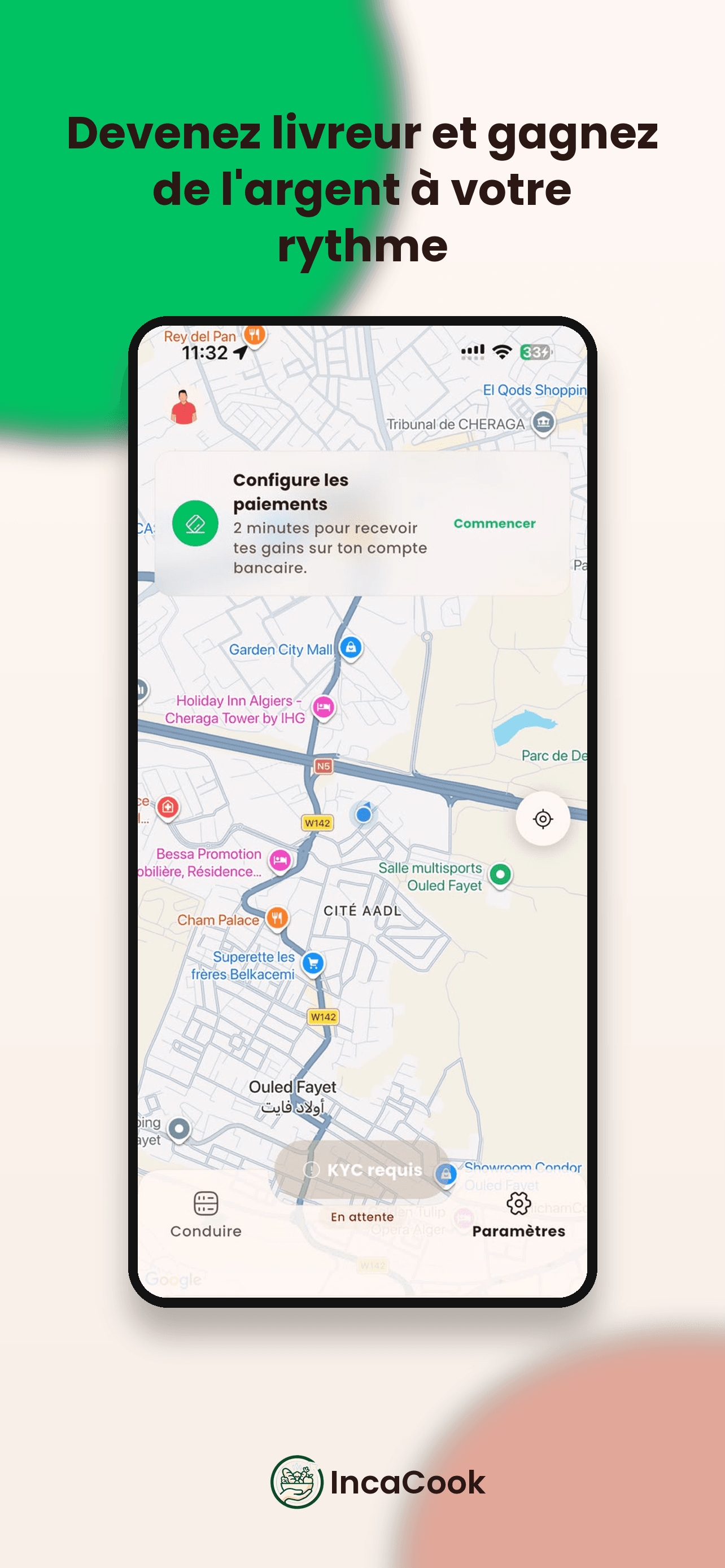 Devenez livreur et gagnez de l'argent à votre rythme — capture d'écran de l'application IncaCook